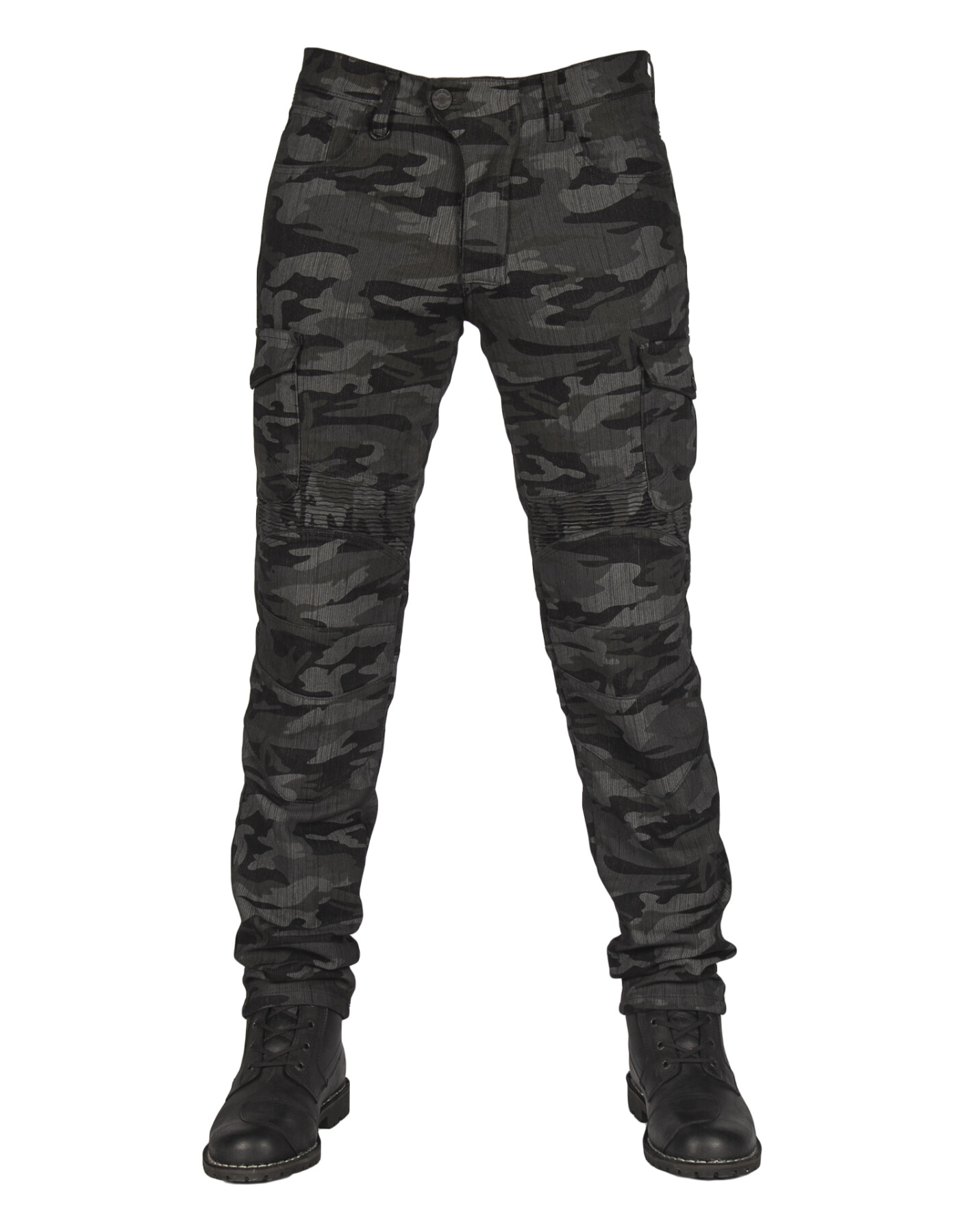 All Road Antrasit Camo Flexi Korumalı Motosiklet Kot Pantolonu Erkek