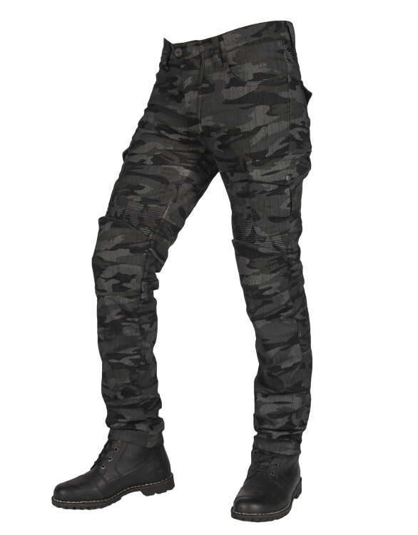 All Road Antrasit Camo Flexi Korumalı Motosiklet Kot Pantolonu Erkek - Thumbnail