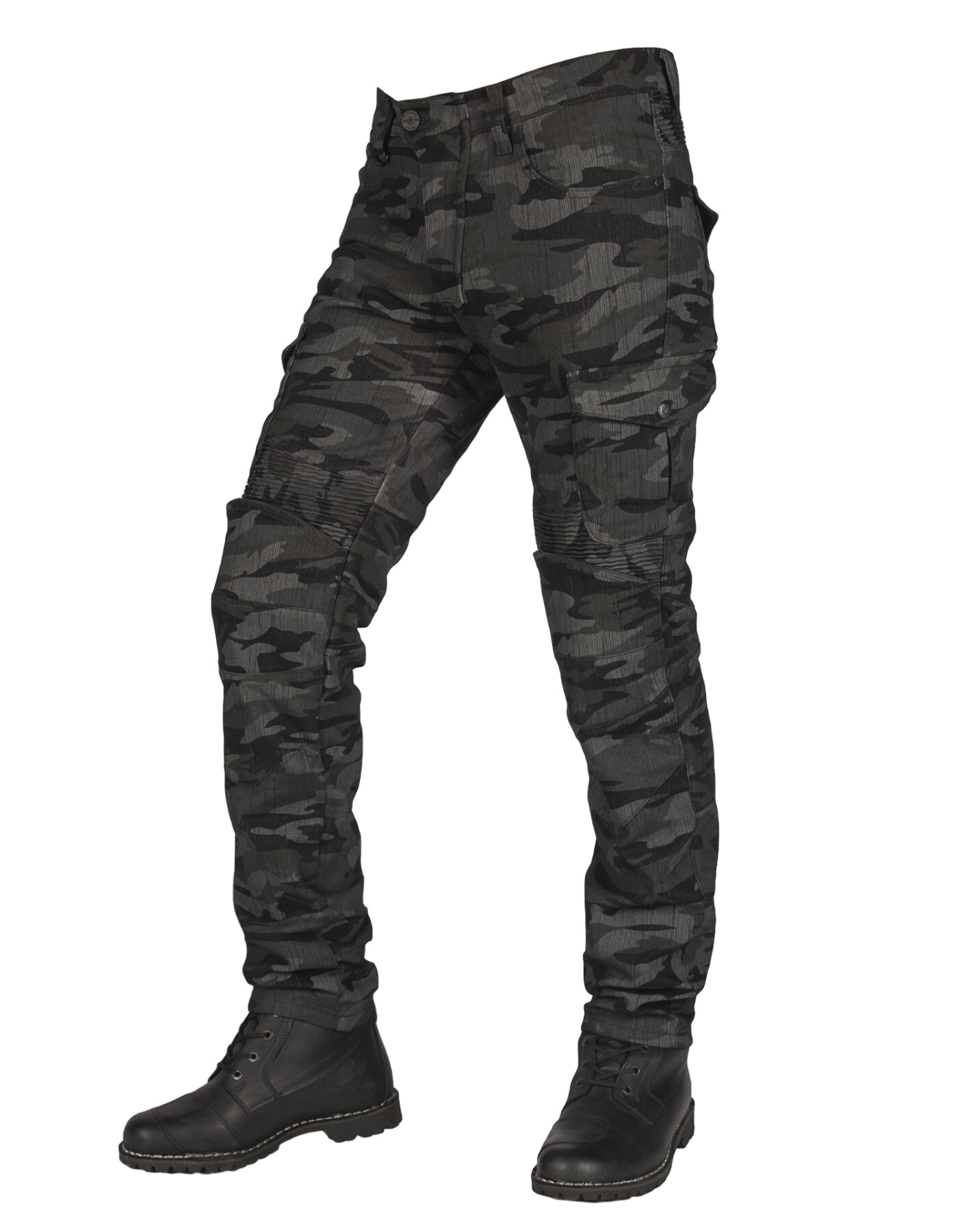 All Road Antrasit Camo Flexi Korumalı Motosiklet Kot Pantolonu Erkek