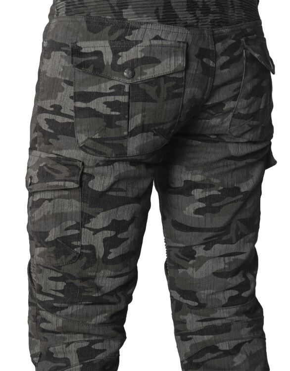 All Road Antrasit Camo Flexi Korumalı Motosiklet Kot Pantolonu Erkek - Thumbnail