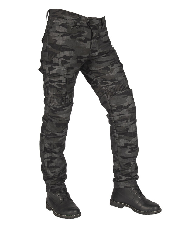 The Biker Jeans - All Road Antrasit Camo Flexi Korumalı Motosiklet Kot Pantolonu Erkek