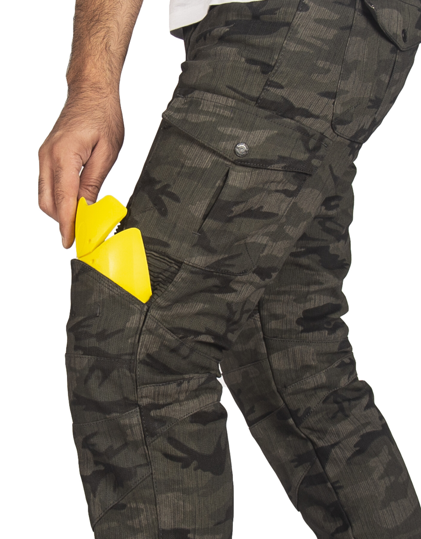 All Road Army Khaki Camo Flexi Korumalı Motosiklet Kot Pantolonu Erkek