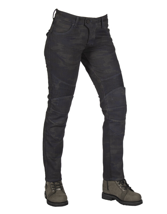 The Biker Jeans - All Road Dark Blue Camo Flexi Korumalı Motosiklet Kot Pantolonu Kadın