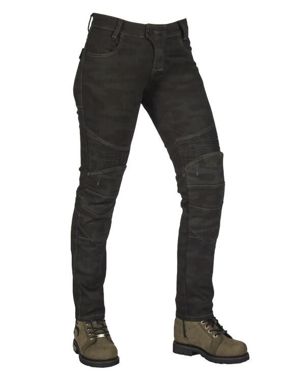 The Biker Jeans - All Road Khaki Camo Flexi Korumalı Motosiklet Kot Pantolonu Kadın