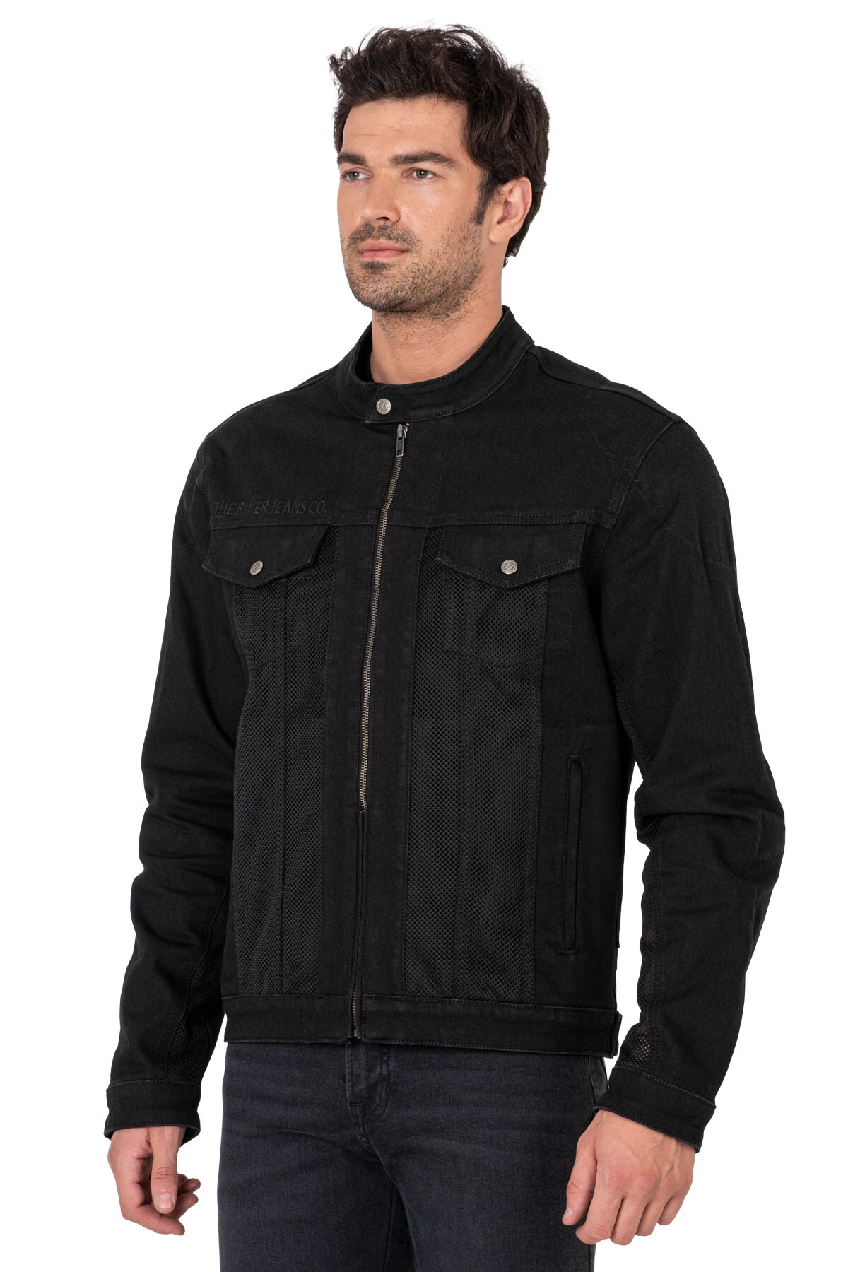 Black Ice Armoured Mesh Motorcycle Jean Jacket Man - 5