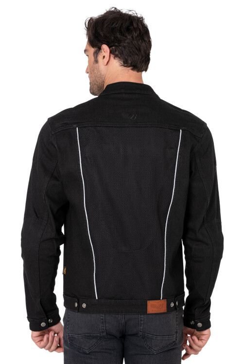 Black Ice Armoured Mesh Motorcycle Jean Jacket Man - 6
