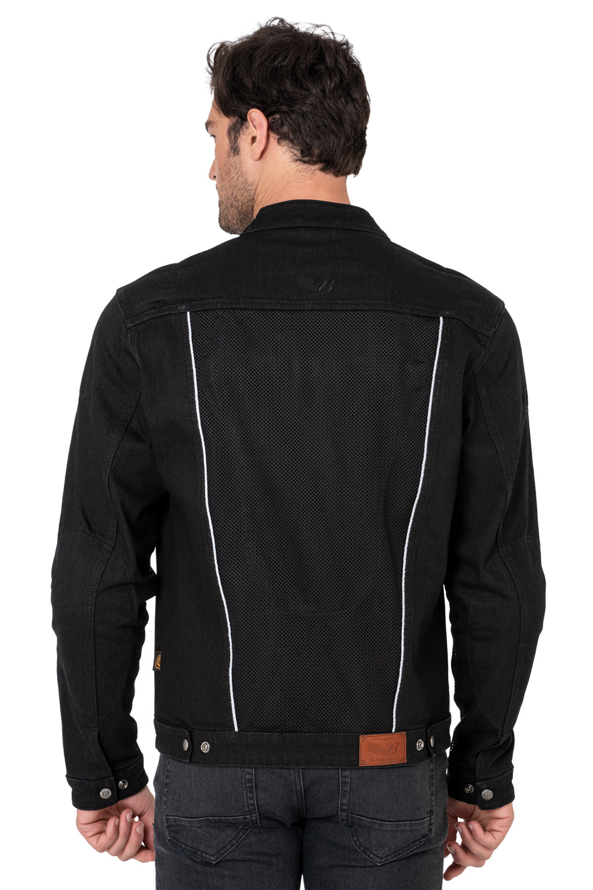 Black Ice Armoured Mesh Motorcycle Jean Jacket Man - 6