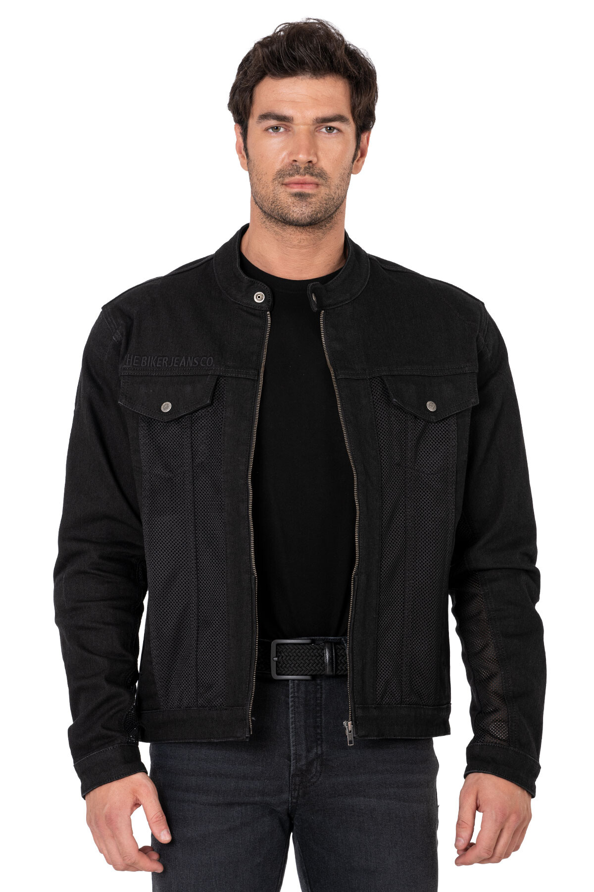Black Ice Armoured Mesh Motorcycle Jean Jacket Man - 3