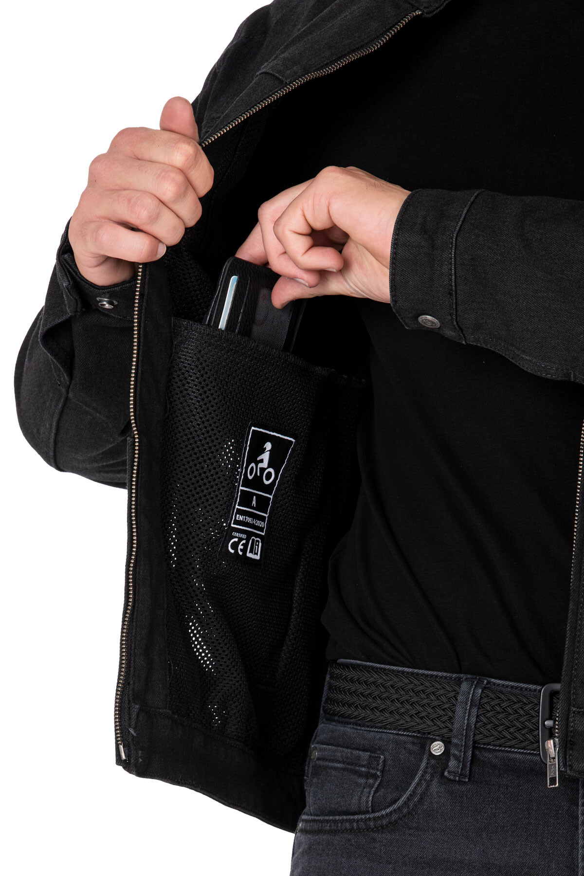 Black Ice Armoured Mesh Motorcycle Jean Jacket Man - 9