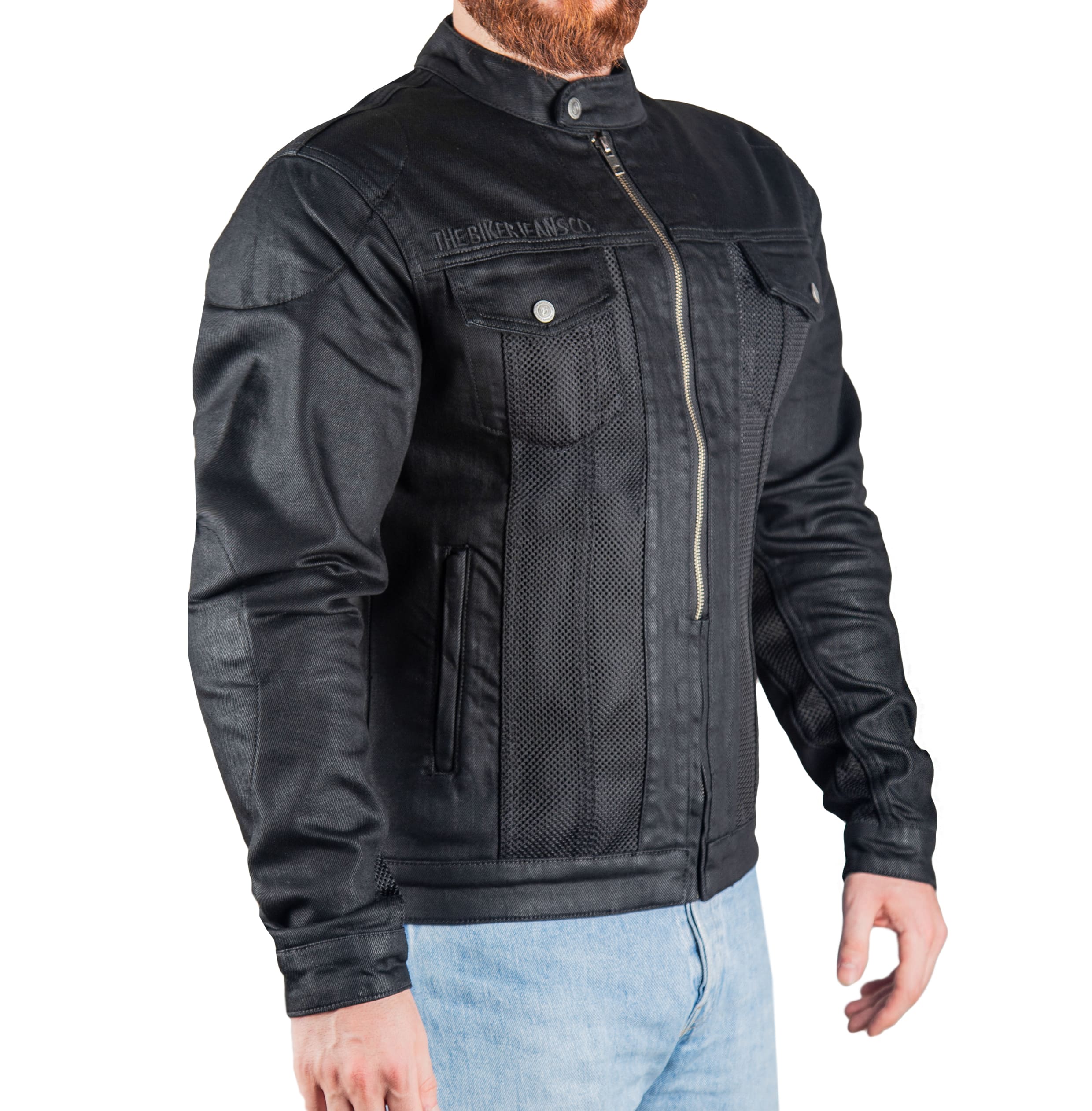 Black Ice Armoured Mesh Motorcycle Jean Jacket for Man