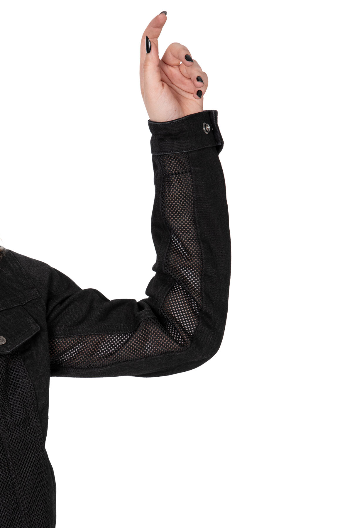 Black Ice Armoured Mesh Motorcycle Jean Jacket Woman - 8