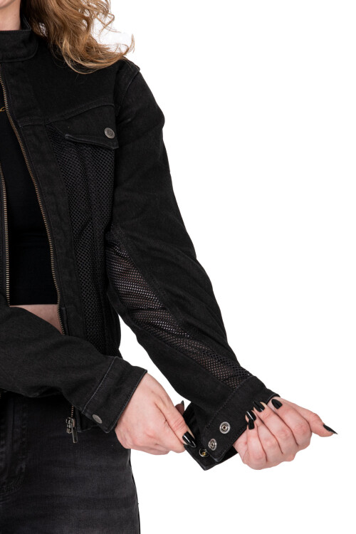 Black Ice Armoured Mesh Motorcycle Jean Jacket Woman - 9