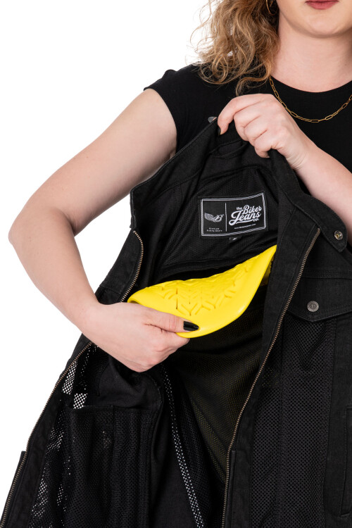 Black Ice Armoured Mesh Motorcycle Jean Jacket Woman - 10