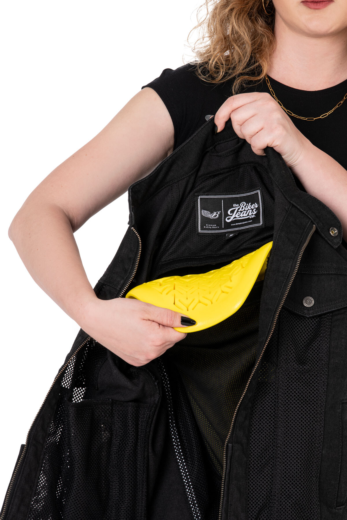 Black Ice Armoured Mesh Motorcycle Jean Jacket Woman - 10