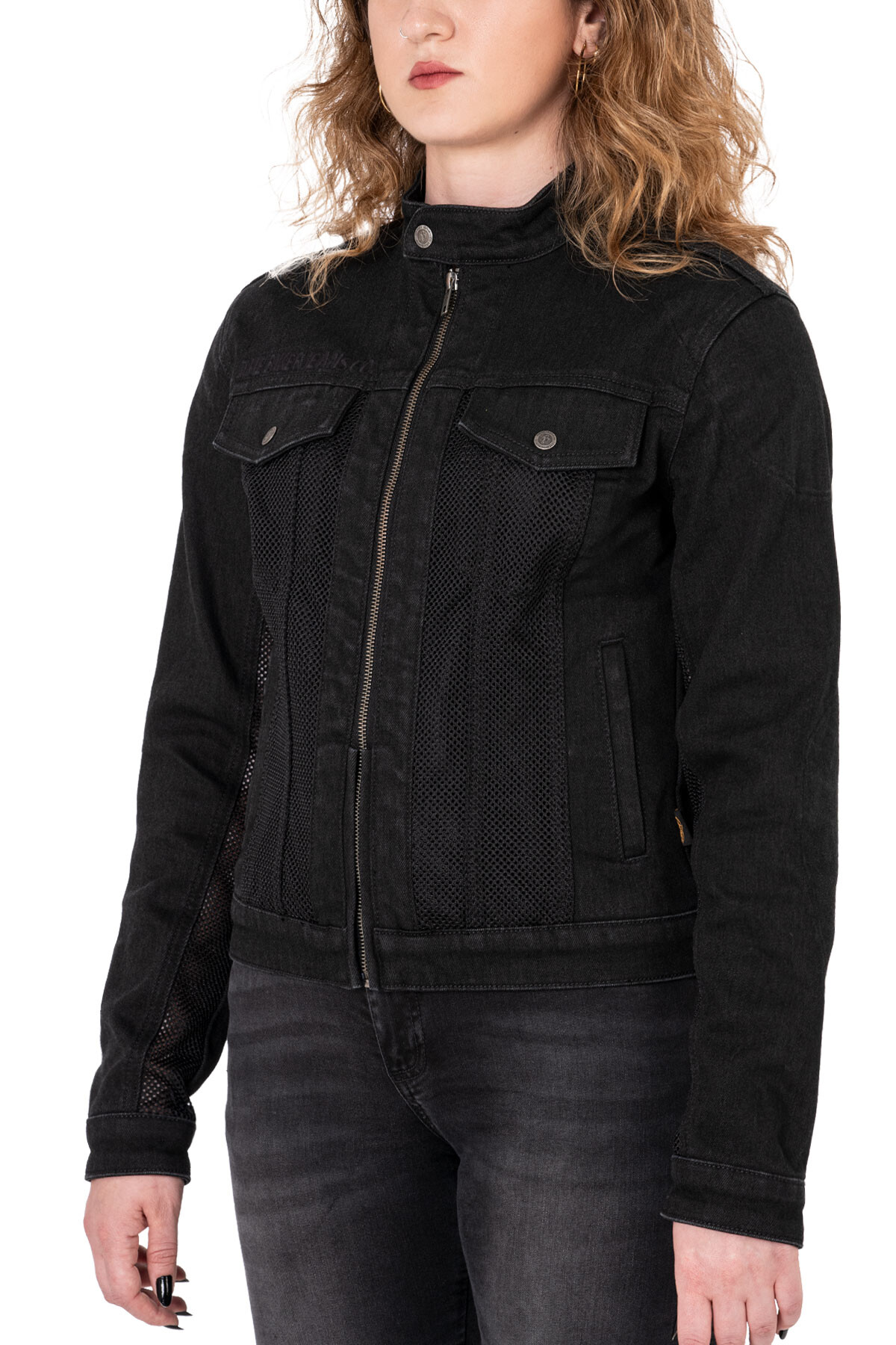 Black Ice Armoured Mesh Motorcycle Jean Jacket Woman - 5