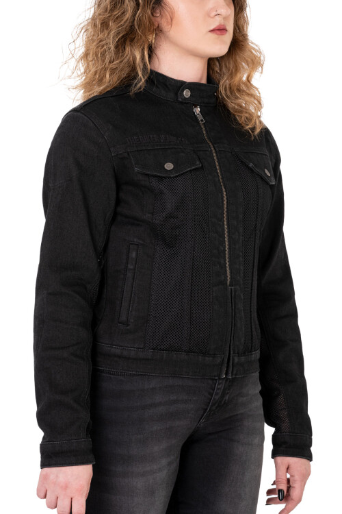 Black Ice Armoured Mesh Motorcycle Jean Jacket Woman - The Biker Jeans