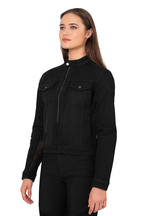 Black Ice Armoured Mesh Motorcycle Jean Jacket Woman - 3