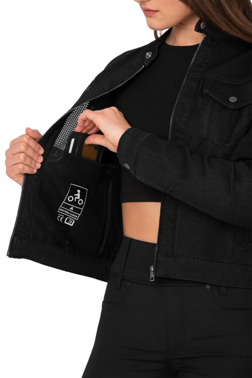 Black Ice Armoured Mesh Motorcycle Jean Jacket Woman - 4
