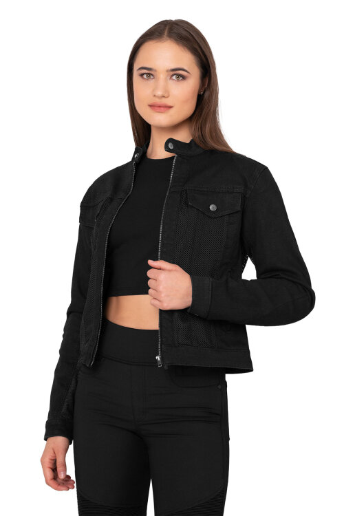 Black Ice Armoured Mesh Motorcycle Jean Jacket Woman - 7