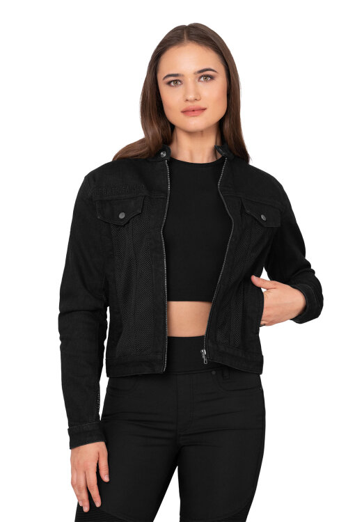 Black Ice Armoured Mesh Motorcycle Jean Jacket Woman - 2