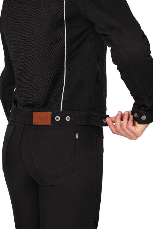 Black Ice Armoured Mesh Motorcycle Jean Jacket Woman - 9