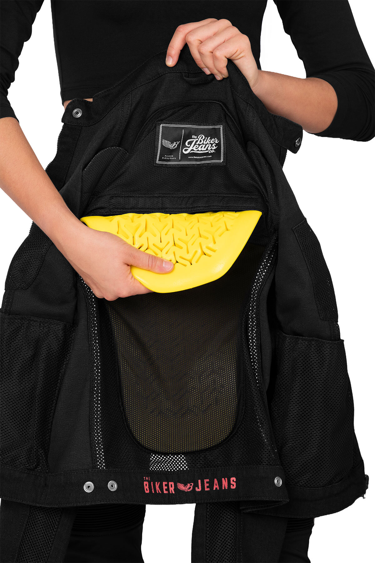 Black Ice Armoured Mesh Motorcycle Jean Jacket Woman - 11