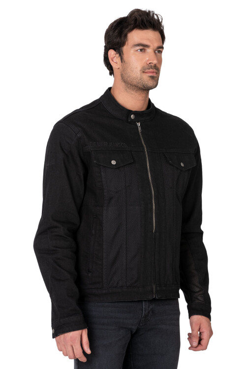 Black Ice Korumalı File Motosiklet Kot Montu Erkek - The Biker Jeans