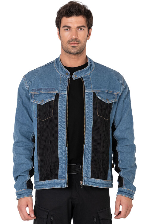 Blue Ice Armoured Mesh Motorcycle Jean Jacket for Man - 4