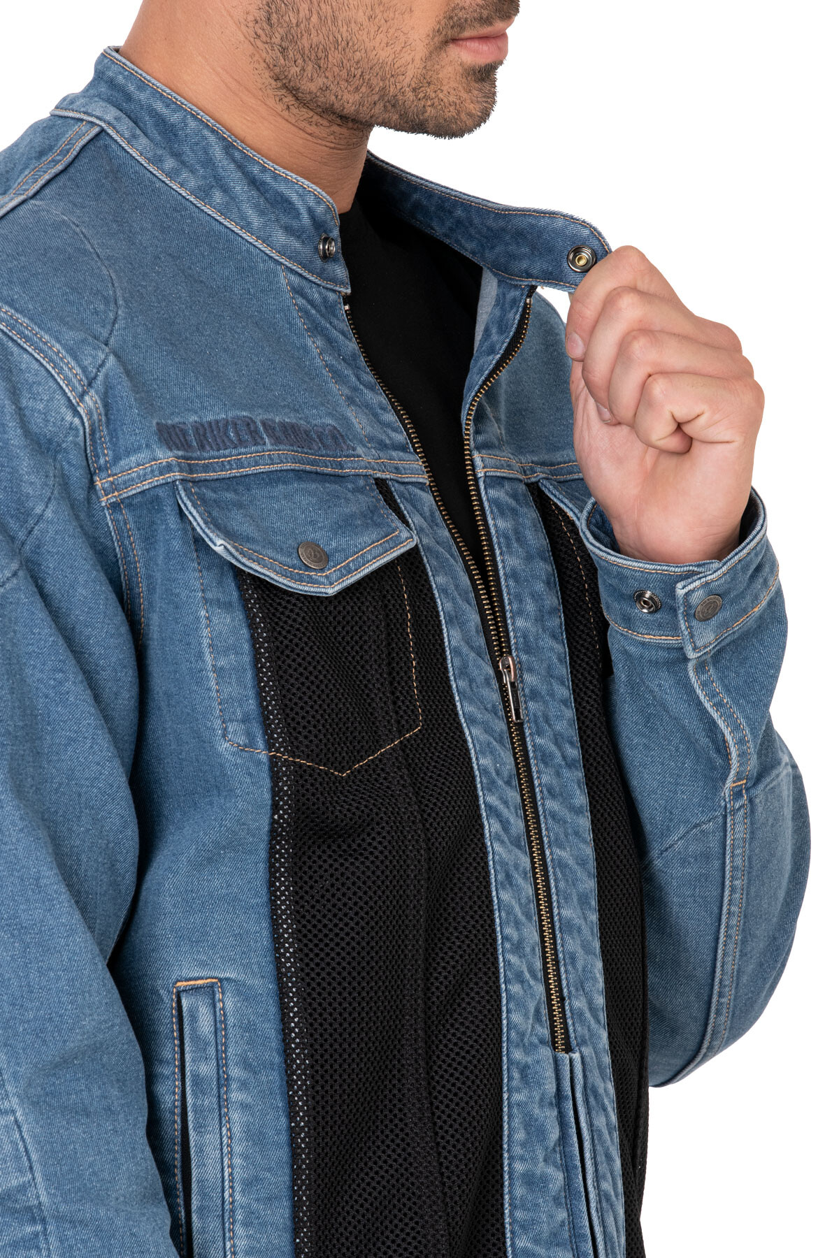 Blue Ice Armoured Mesh Motorcycle Jean Jacket for Man - 7