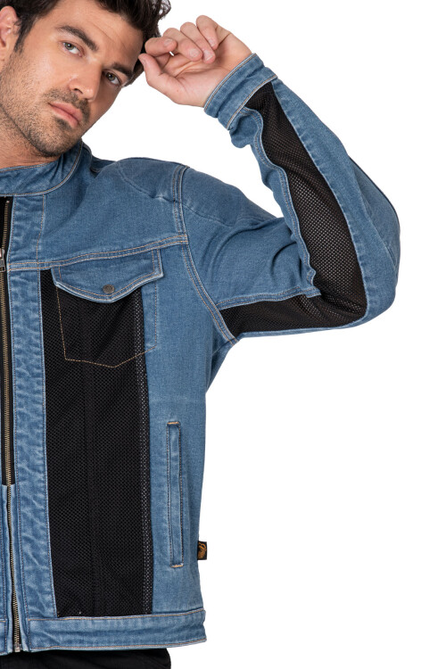 Blue Ice Armoured Mesh Motorcycle Jean Jacket for Man - 10