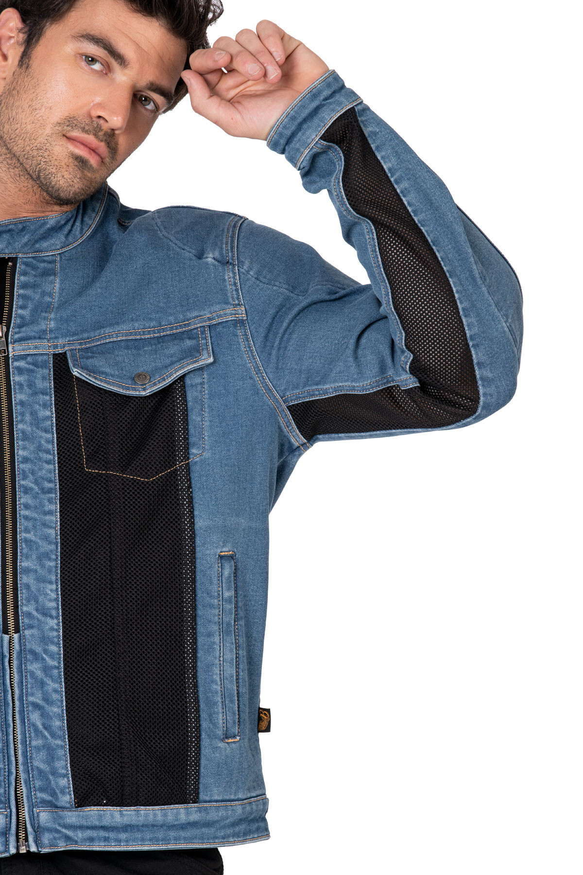 Blue Ice Armoured Mesh Motorcycle Jean Jacket for Man - 10