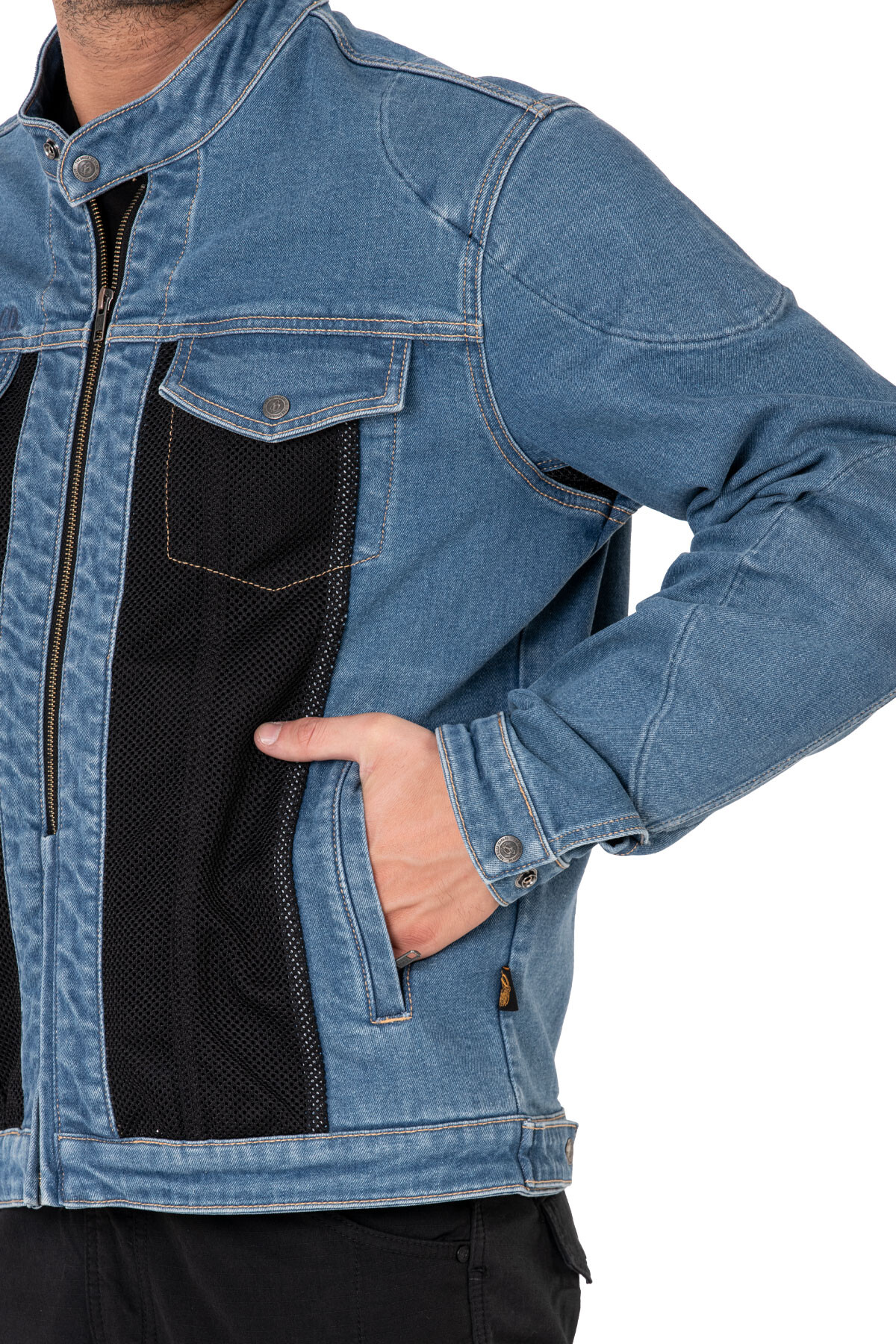 Blue Ice Armoured Mesh Motorcycle Jean Jacket for Man - 11
