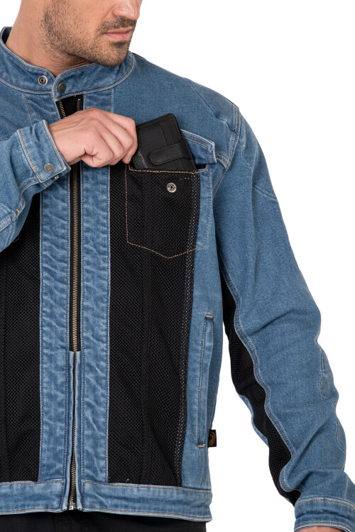 Blue Ice Armoured Mesh Motorcycle Jean Jacket for Man - 12
