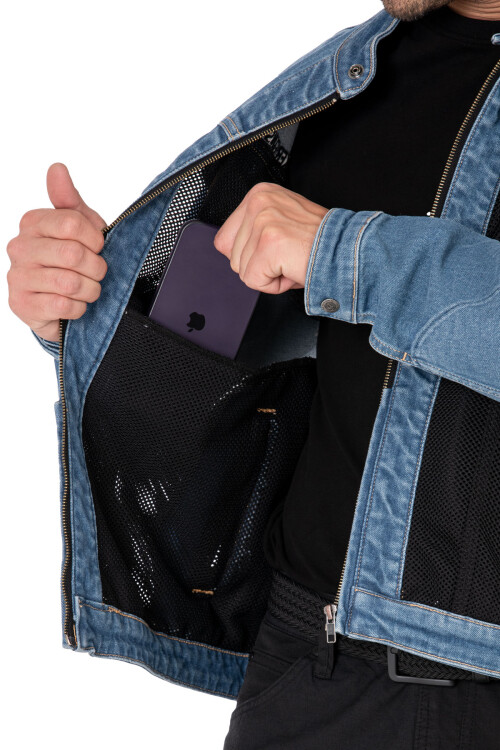 Blue Ice Armoured Mesh Motorcycle Jean Jacket for Man - 14