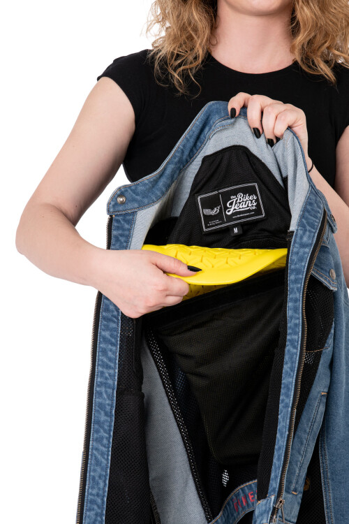 Blue Ice Armoured Mesh Motorcycle Jean Jacket Woman - 12