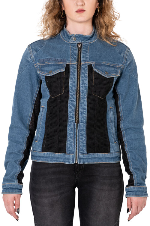 Blue Ice Armoured Mesh Motorcycle Jean Jacket Woman - 2
