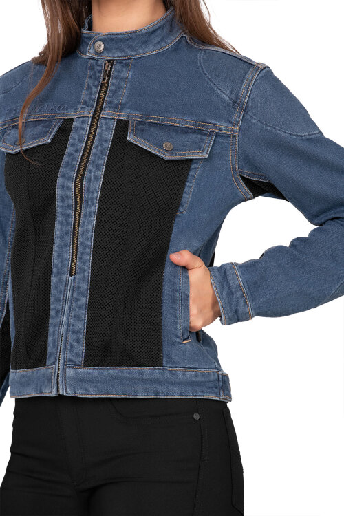 Blue Ice Armoured Mesh Motorcycle Jean Jacket Woman - 7