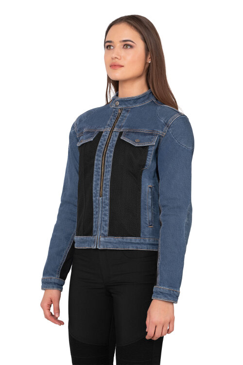 Blue Ice Armoured Mesh Motorcycle Jean Jacket Woman - 3