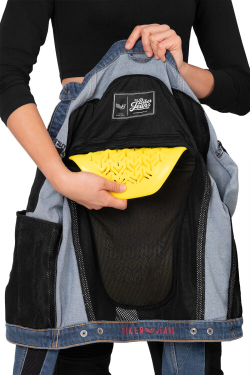 Blue Ice Armoured Mesh Motorcycle Jean Jacket Woman - 11