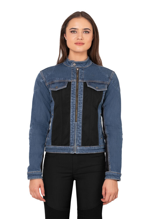 Blue Ice Armoured Mesh Motorcycle Jean Jacket Woman - 2