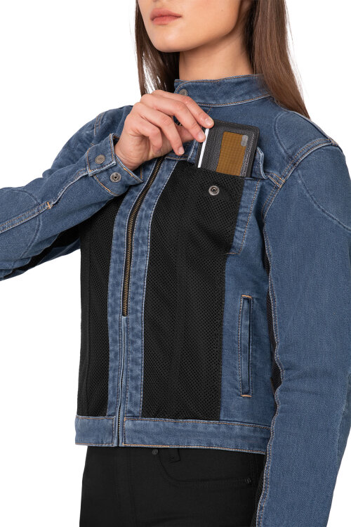 Blue Ice Armoured Mesh Motorcycle Jean Jacket Woman - 10