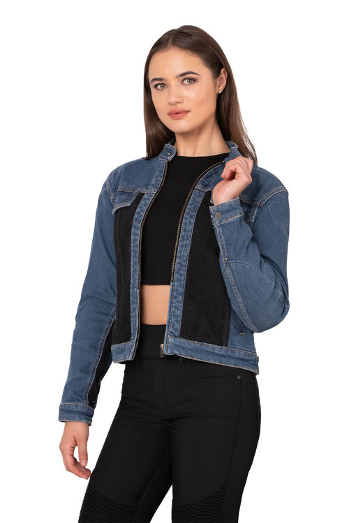 Blue Ice Armoured Mesh Motorcycle Jean Jacket Woman - 9