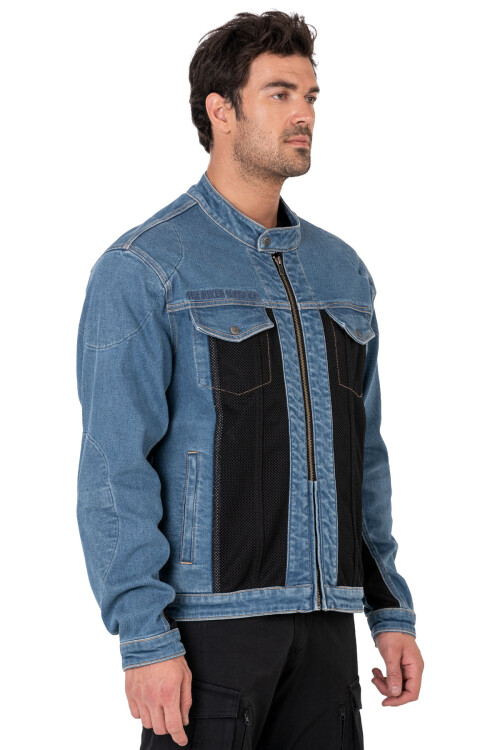 Blue Ice Korumalı File Motosiklet Kot Montu Erkek - The Biker Jeans
