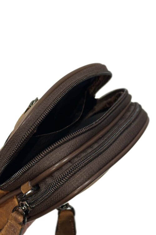 Çapraz Deri Çanta - Çift Gözlü - 3