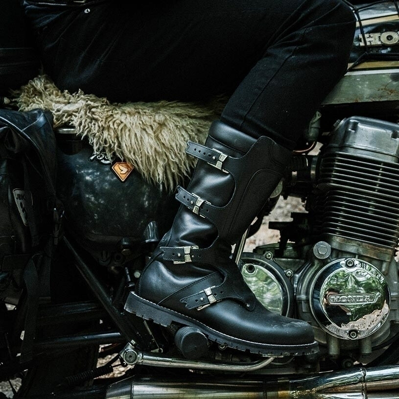 CONTINENTAL Black Armoured Motorcycle Shoes - 6