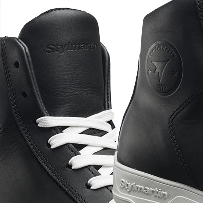 Core WP Black & White Armoured Motorcycle Shoes - Thumbnail
