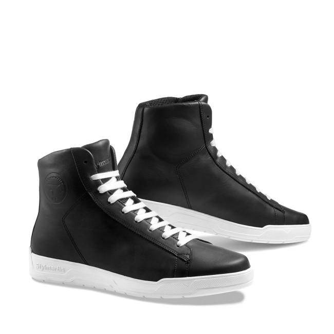 Core WP Black & White Armoured Motorcycle Shoes - Thumbnail