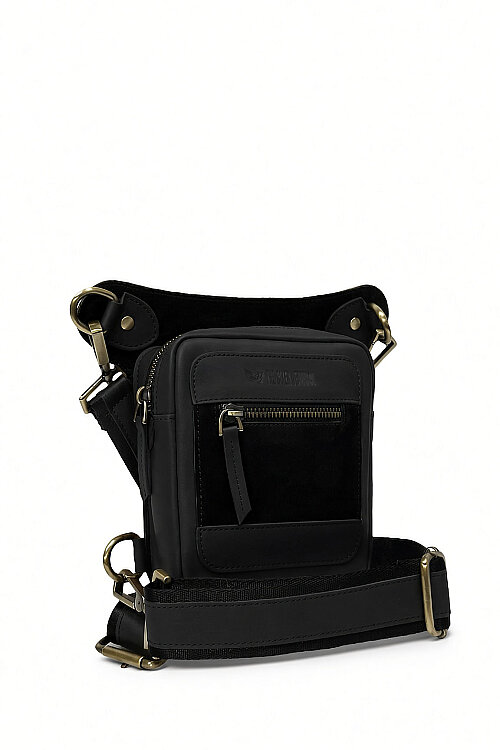 Dallas Black Hakiki Deri Bacak Çantası - The Biker Jeans