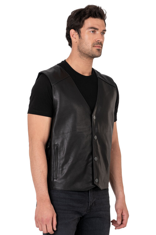 Dallas Deri Motosiklet Yeleği Erkek - The Biker Jeans