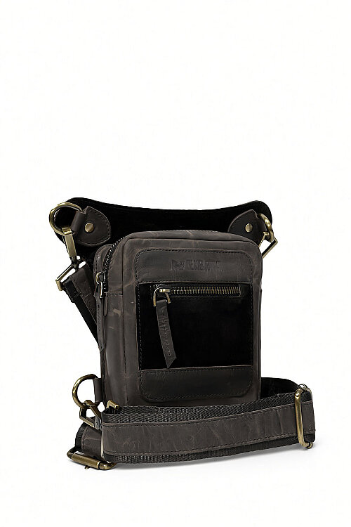 Dallas Grey Hakiki Deri Bacak Çantası - The Biker Jeans